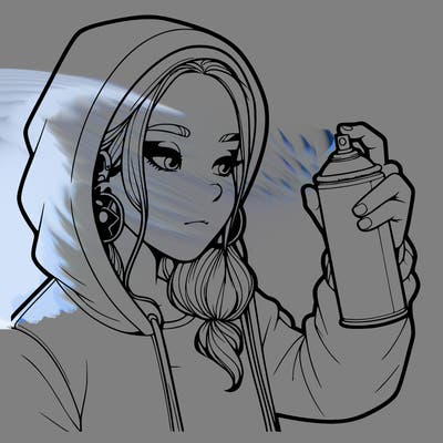 a realistic girl, spray painting