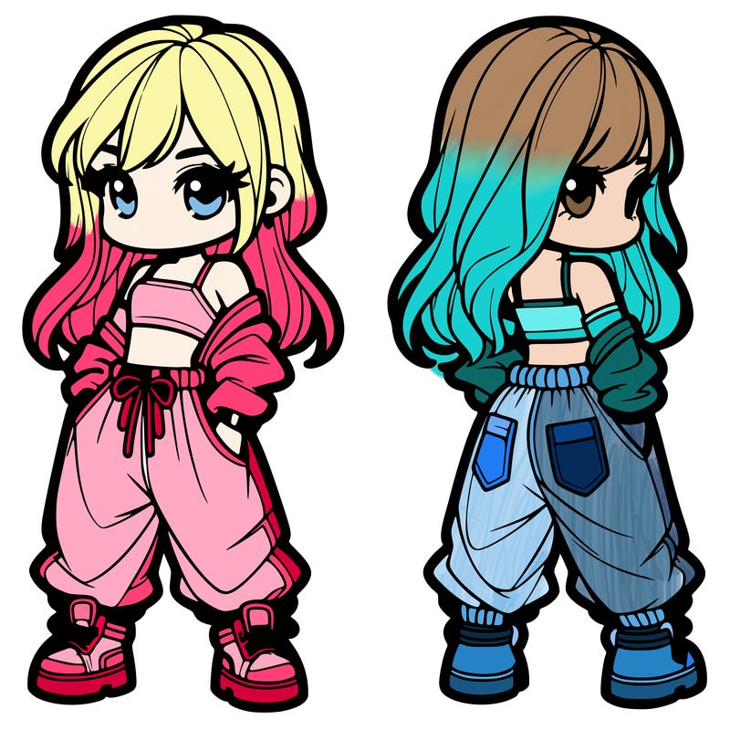 girl in crop top and baggy pants