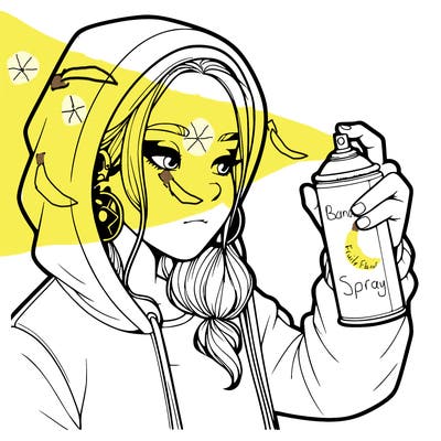 a realistic girl, spray painting