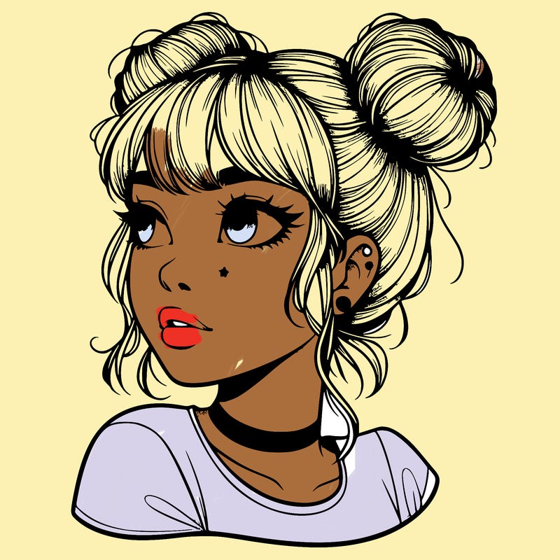 realistic girl with spacebuns