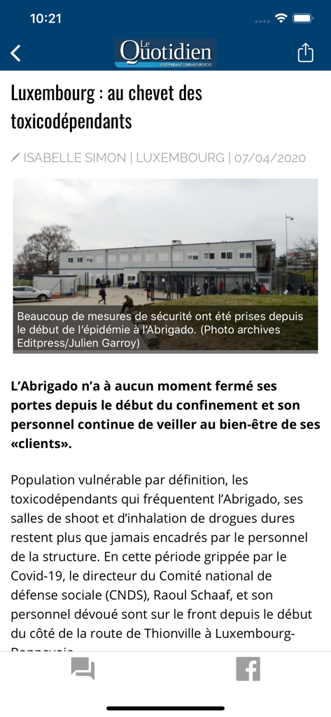Le Quotidien.lu - A news article about Luxembourg displayed in the Le Quotidien mobile application.