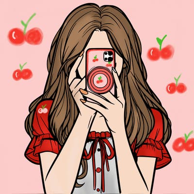 a realistic girl holding her phone taking pictures