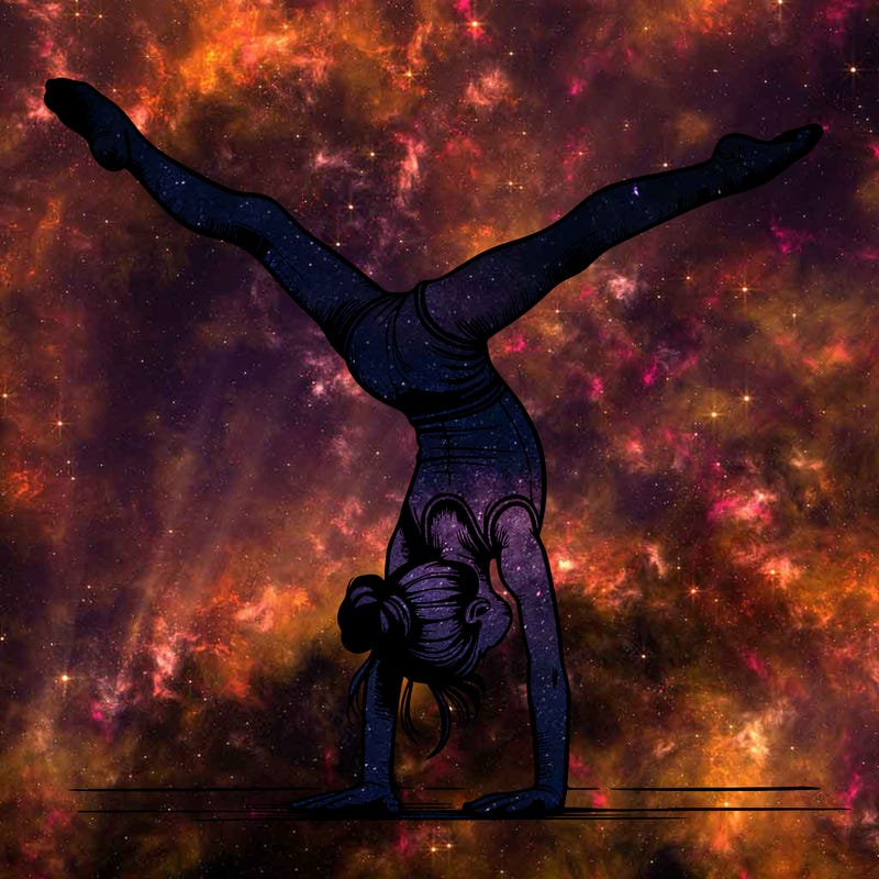 realistic gymnastic hand stand girl in four splits