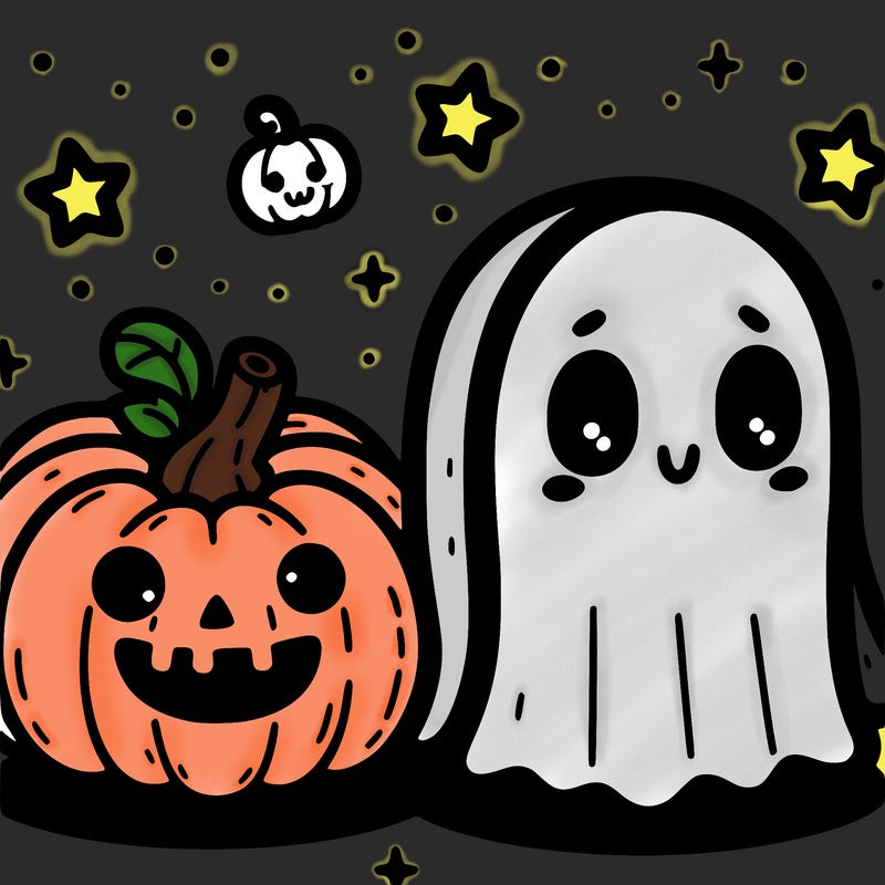 cute pumpkin and ghost