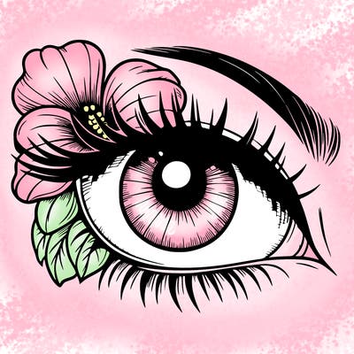 realistic eye with flower
