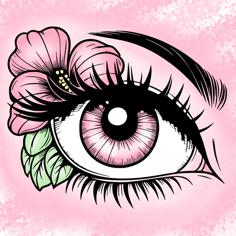 realistic eye with flower