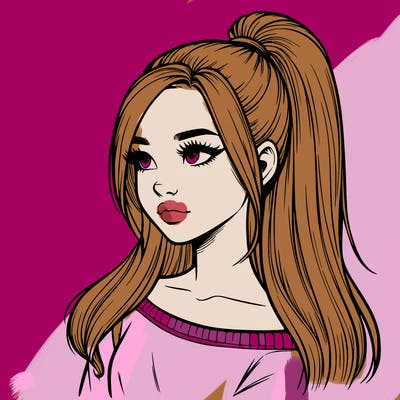 realistic girl with a high ponytail