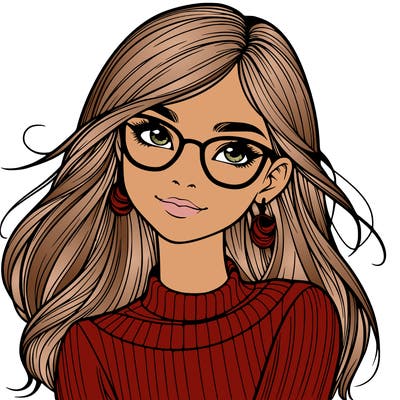 realistic girl with glasses