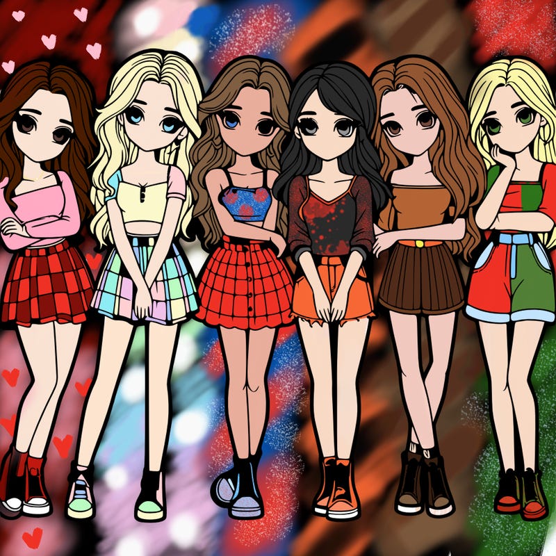 a group of girls realistic