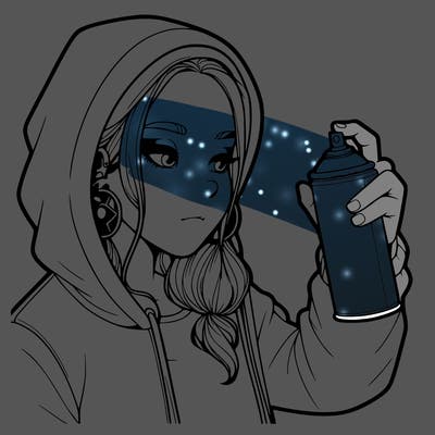 a realistic girl, spray painting