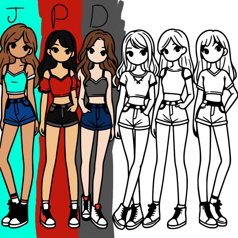 a group of girls wearing crop tops and shorts