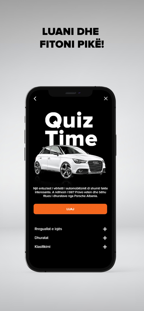 Makina Ime - Pantalla móvil de la aplicación Makina Ime que muestra una sección de concurso de coches para jugar y ganar puntos.