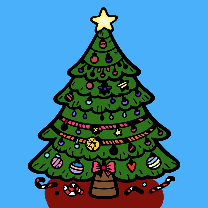 christmas tree with lots of details