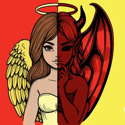 realistic angel half demon