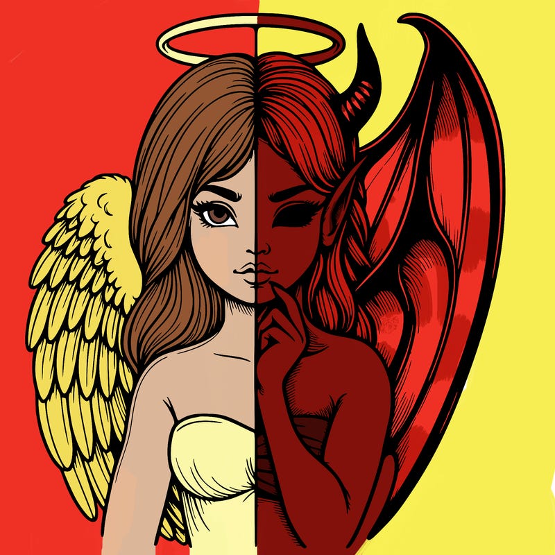 realistic angel half demon