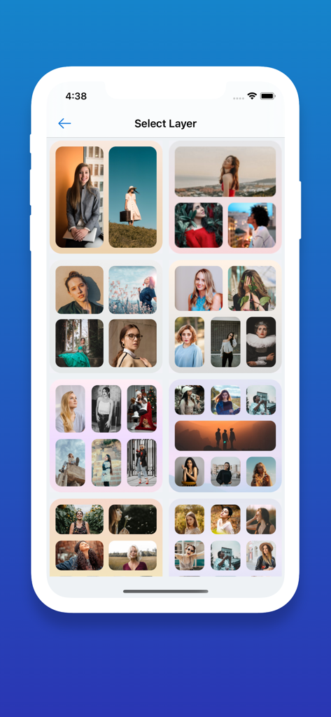 PhotoGrid - Layout - Selection of artistic photo collage grid templates for social media posts.