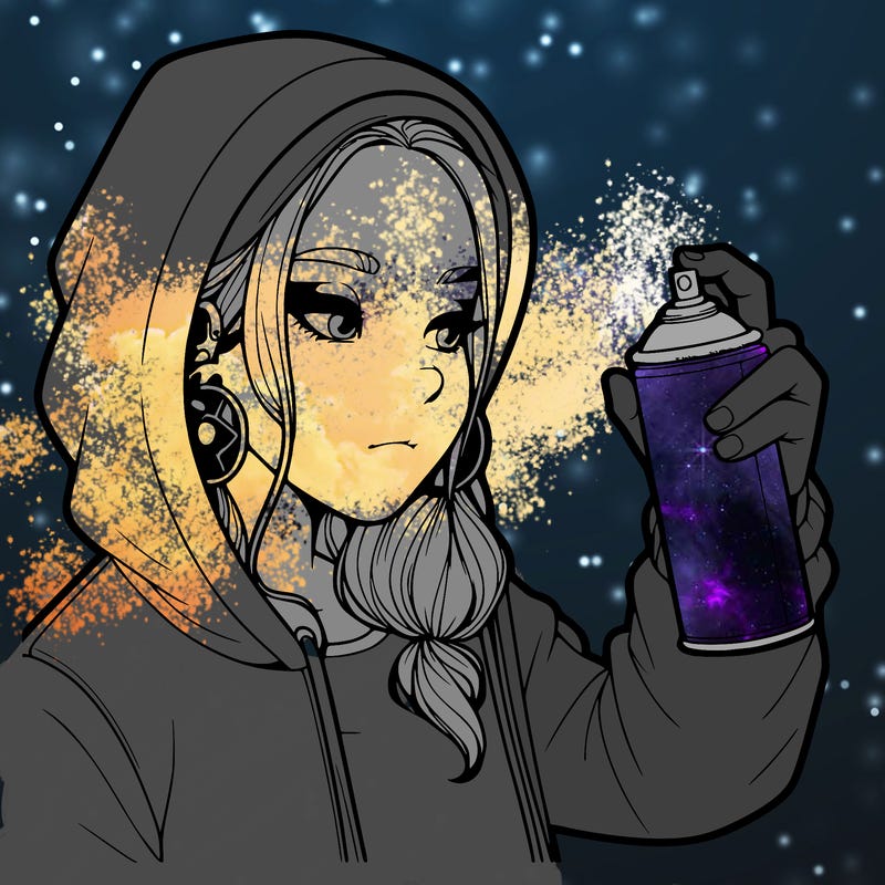 a realistic girl, spray painting