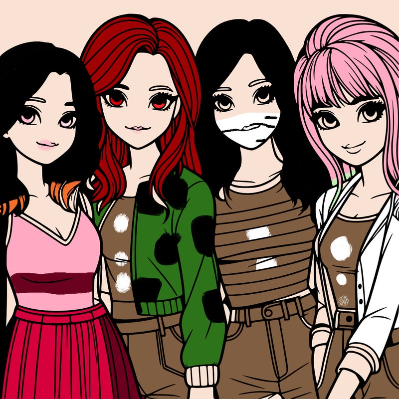 a group of girls realistic