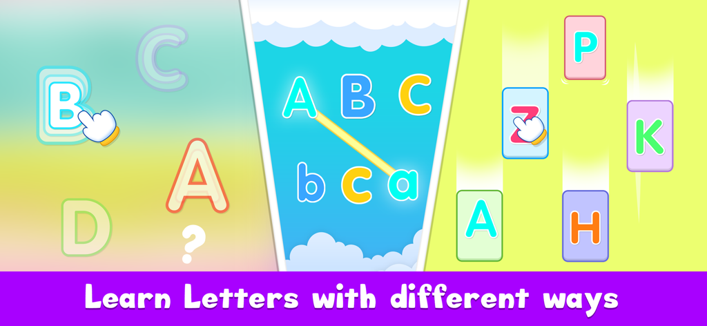 ABC Tracing & Phonics for Kids - Educational interface showing letter tracing and matching games for children