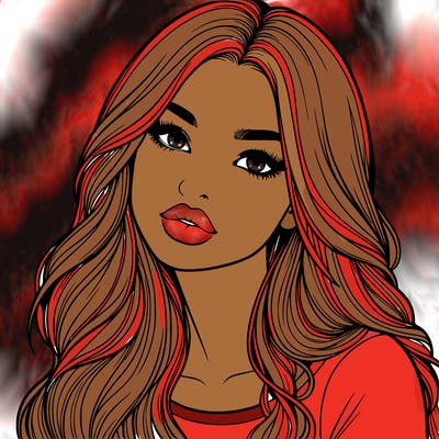 realistic girl with hair on her hair and lips