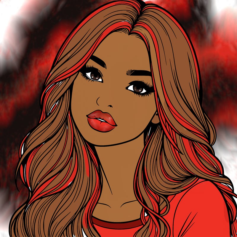 realistic girl with hair on her hair and lips