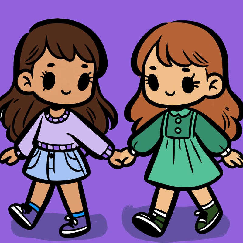 two girls holding hands