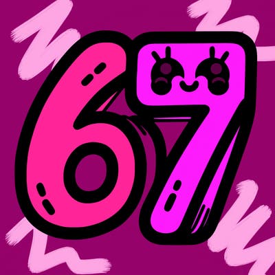 the numbers 67