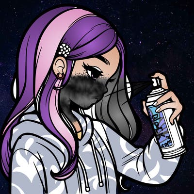 a realistic girl spray painting