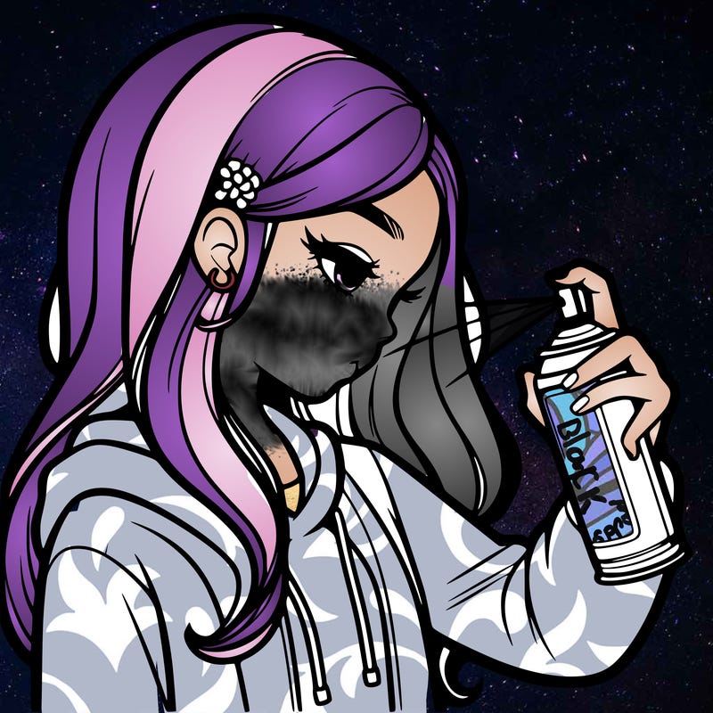 a realistic girl spray painting