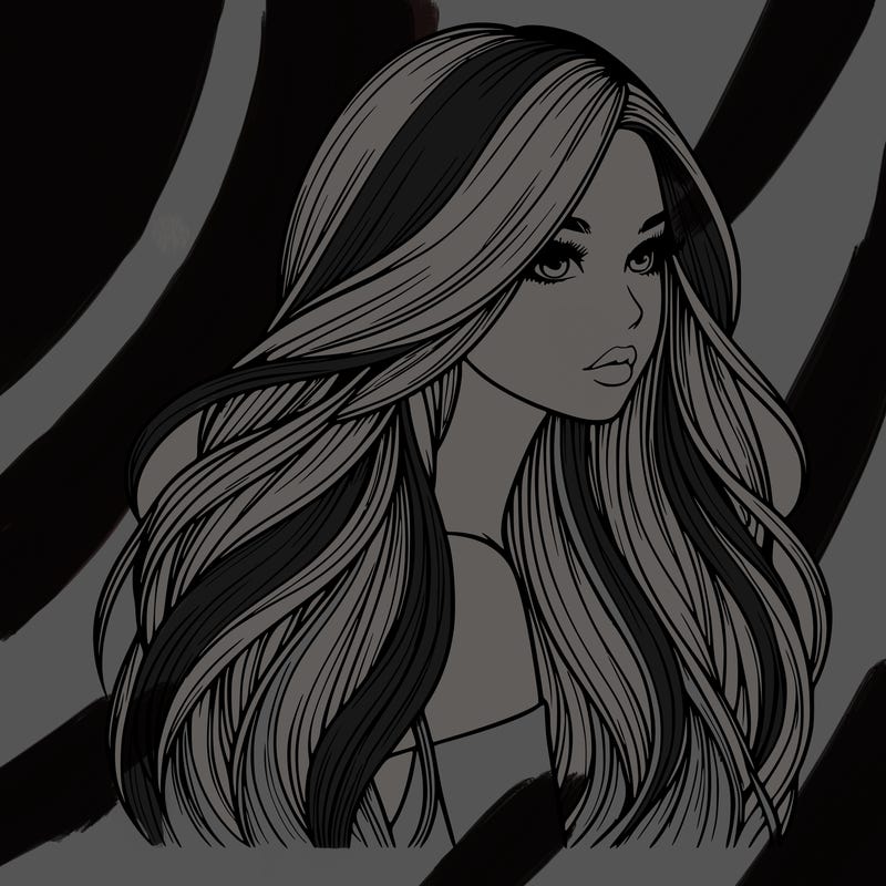 realistic girl with long realistic hair