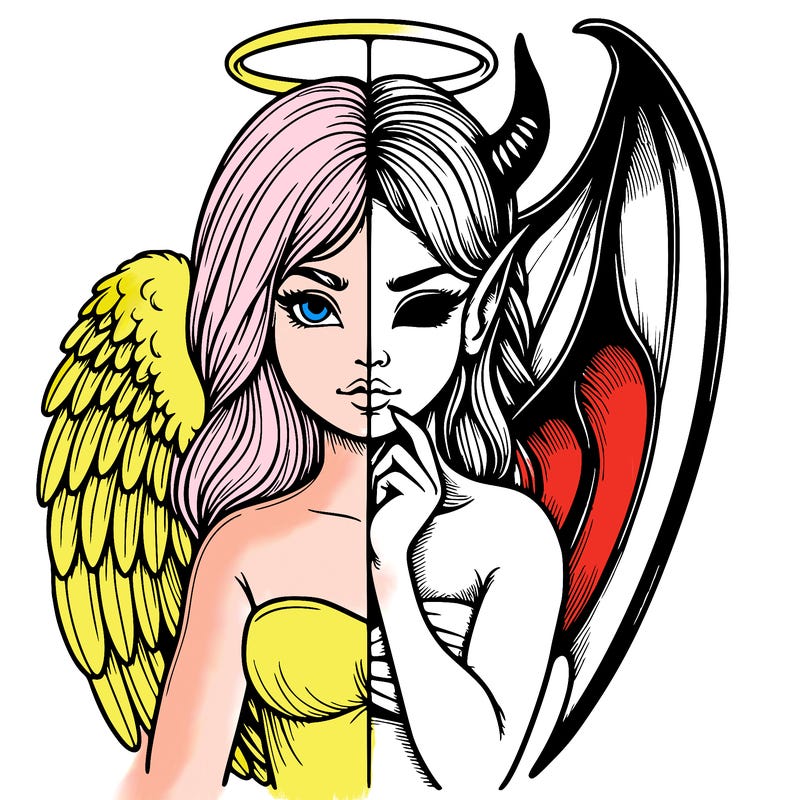 realistic angel half demon