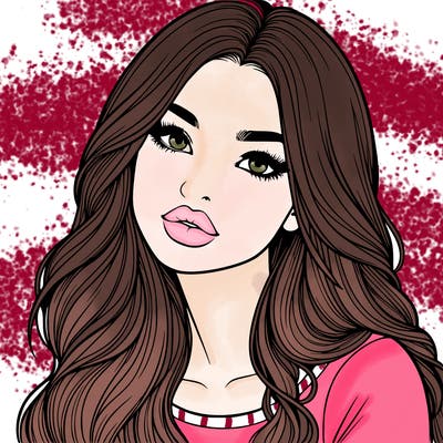 realistic girl with hair on her hair and lips