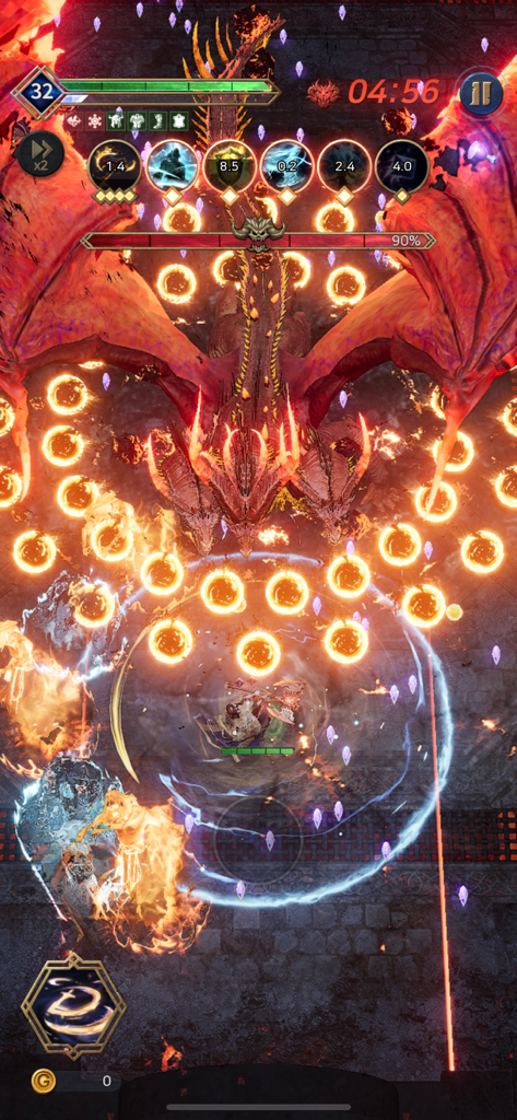 VALHALLA SURVIVAL - Hero character fighting a massive three-headed dragon boss in Valhalla Survival