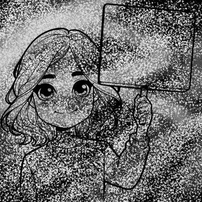 realistic girl holding up a sign