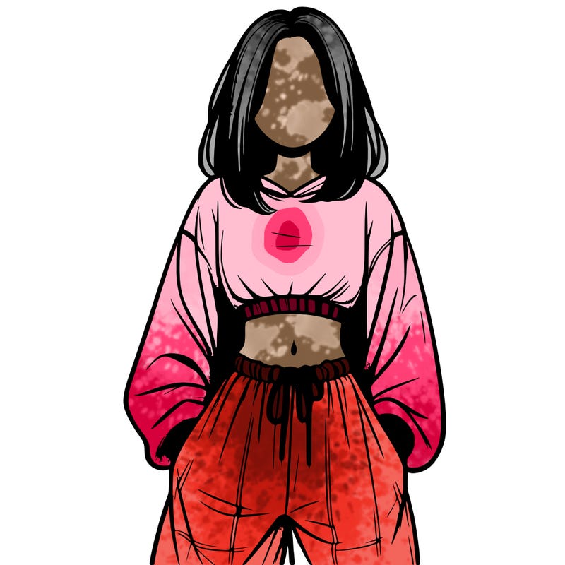 realistic girl faceless with baggy pants and a crop top
