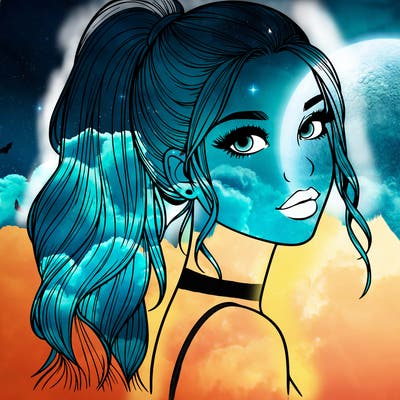 realistic pretty girl with high pony tail