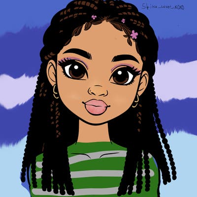 a realistic black girl with braids