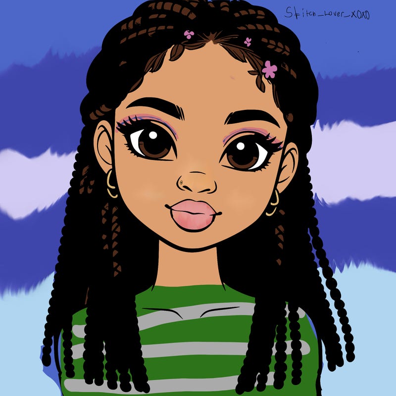 a realistic black girl with braids