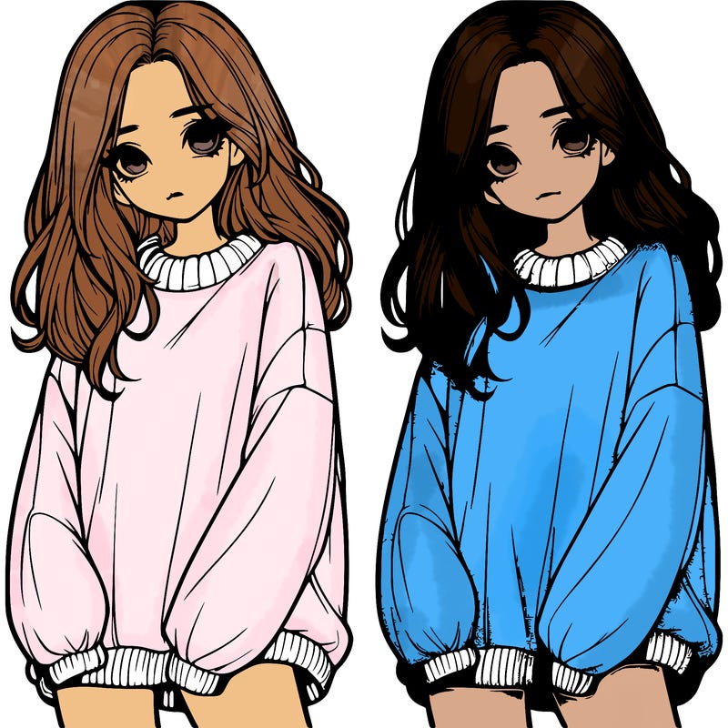 realistic girl with baggy sweater