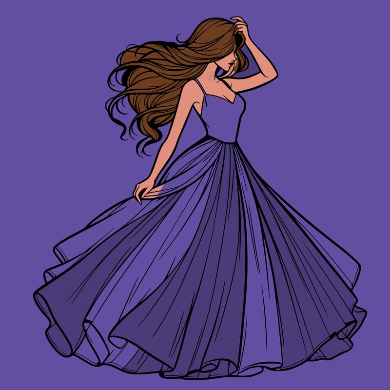 realistic woman with dress flowing in the wind