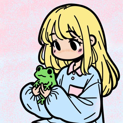 girl with long hair and a oversized shirt. and she is holding a frog