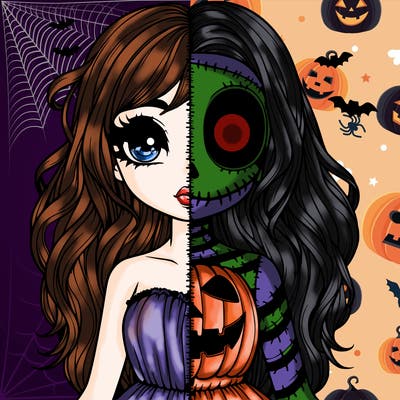realistic girl halloween split