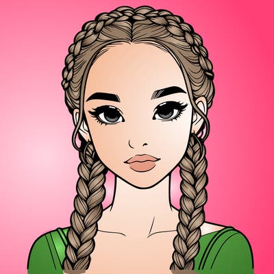 realistic girl with braids