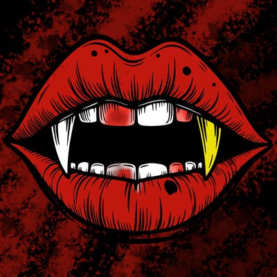 lips with vampire teeth