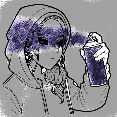 a realistic girl, spray painting