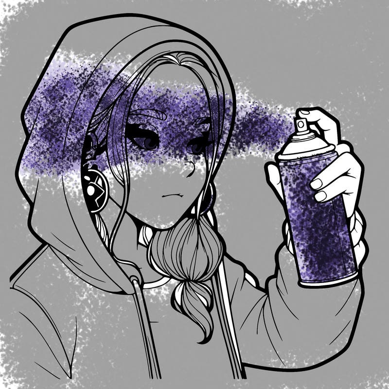 a realistic girl, spray painting