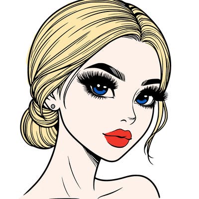 realistic girl with lashes