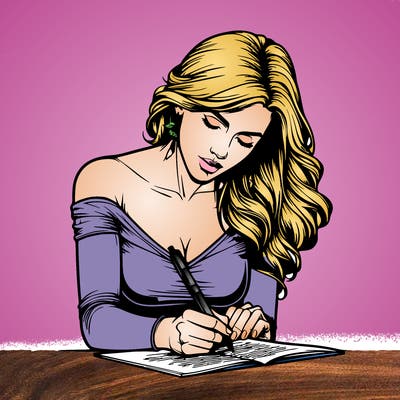 realistic female writing poetry