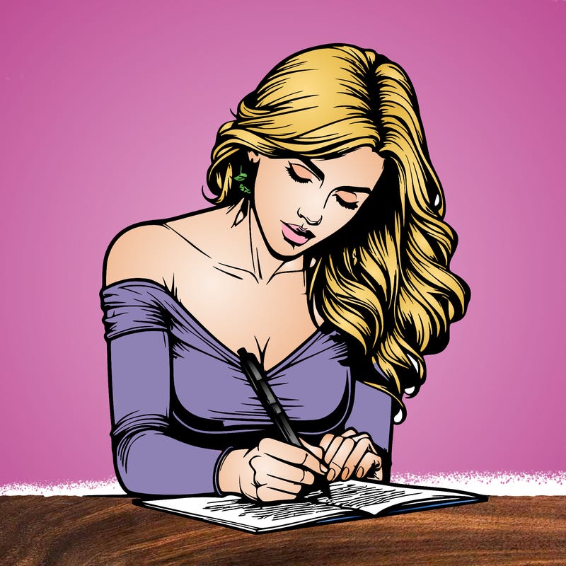 realistic female writing poetry