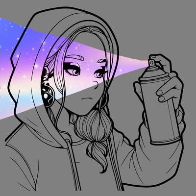 a realistic girl, spray painting